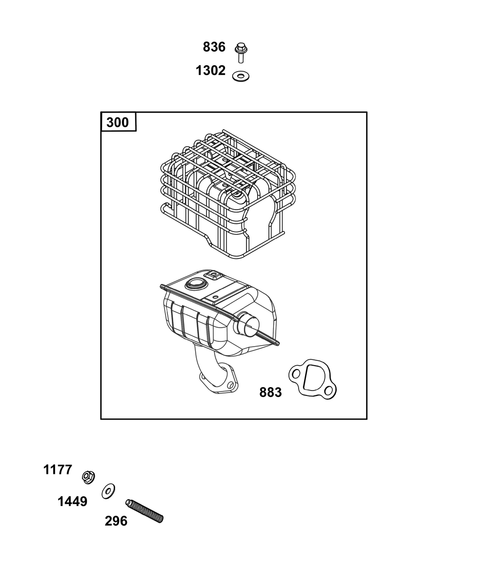 Exhaust Group Diagram and Parts List for 10R232-0127-H5 100000 - 19Z999 Briggs and Stratton Engine